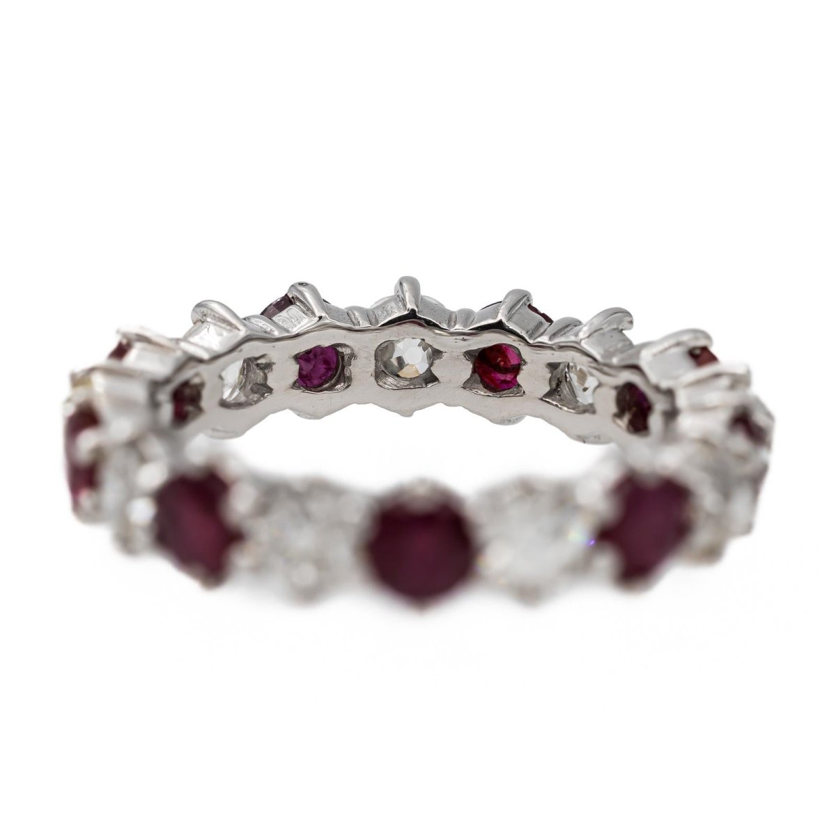 Bague Alliance Or blanc Rubis - Castafiore