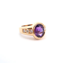 Bague améthyste et diamants en or jaune 18k - Castafiore