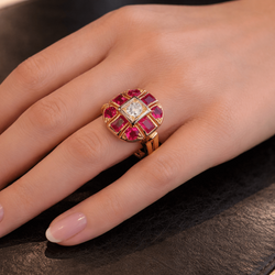 Bague Ancienne 2 Ors Diamant - Castafiore