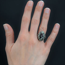 Bague ancienne argent émail - Castafiore