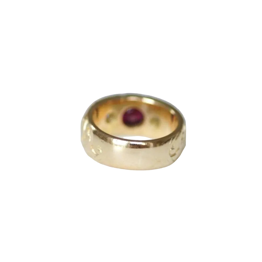 Bague ANCIENNE Bandeau en or jaune rubis et diamants - Castafiore