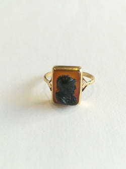 Bague Ancienne Camée Agate Guerrier Grec - Castafiore