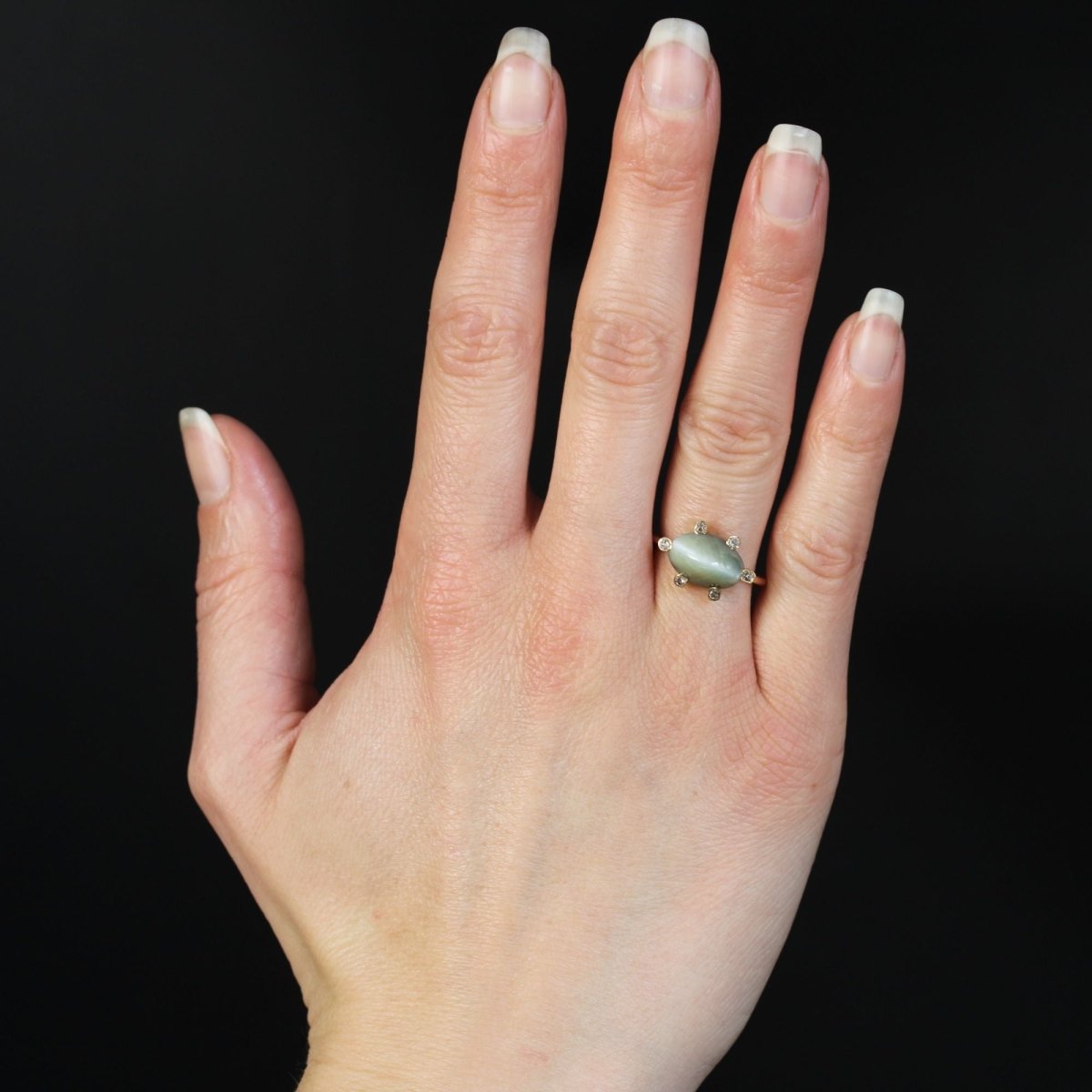 Bague ancienne chrysobéryl diamants - Castafiore
