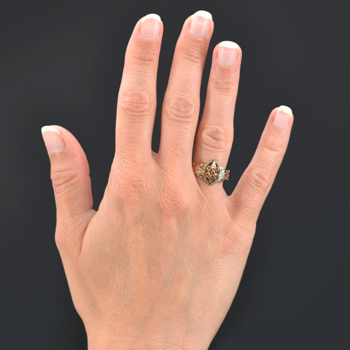 Bague ancienne de sentiment or rose - Castafiore