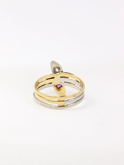Bague ancienne deux serpents en or, diamant et rubis - XIXe siècle - Castafiore