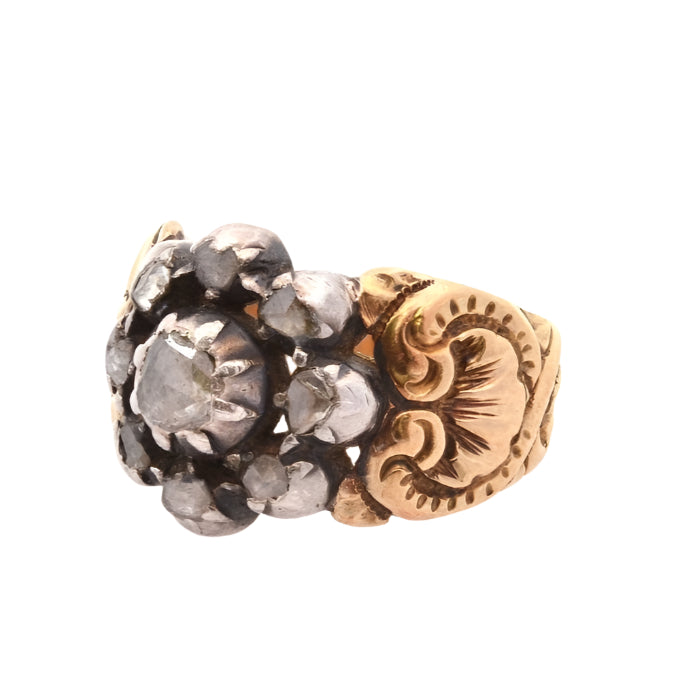 Bague ancienne diamants en or 18k - Castafiore