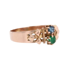 Bague ANCIENNE Émeraude saphir en or rose - Castafiore