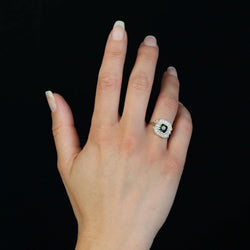 Bague ancienne en or jaune et argent avec péridot et diamants - Castafiore