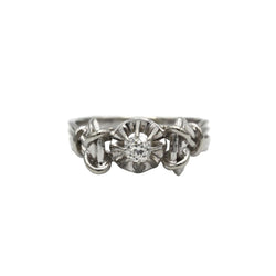 Bague ANCIENNE entrelacs en or blanc et diamant - Castafiore