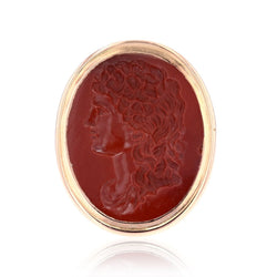 Bague ancienne intaille en or jaune et jaspe rouge - Castafiore