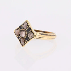 Bague ancienne losange en or jaune et diamants - Castafiore