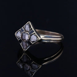 Bague ancienne losange en or jaune et diamants - Castafiore