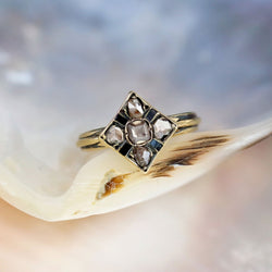 Bague ancienne losange en or jaune et diamants - Castafiore