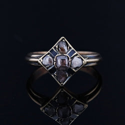 Bague ancienne losange en or jaune et diamants - Castafiore