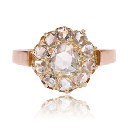 Bague ANCIENNE Marguerite en or rose et diamants - Castafiore