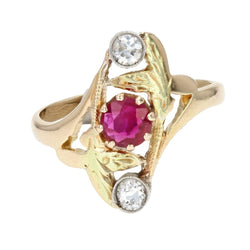 Bague ancienne rubis diamants Art nouveau - Castafiore