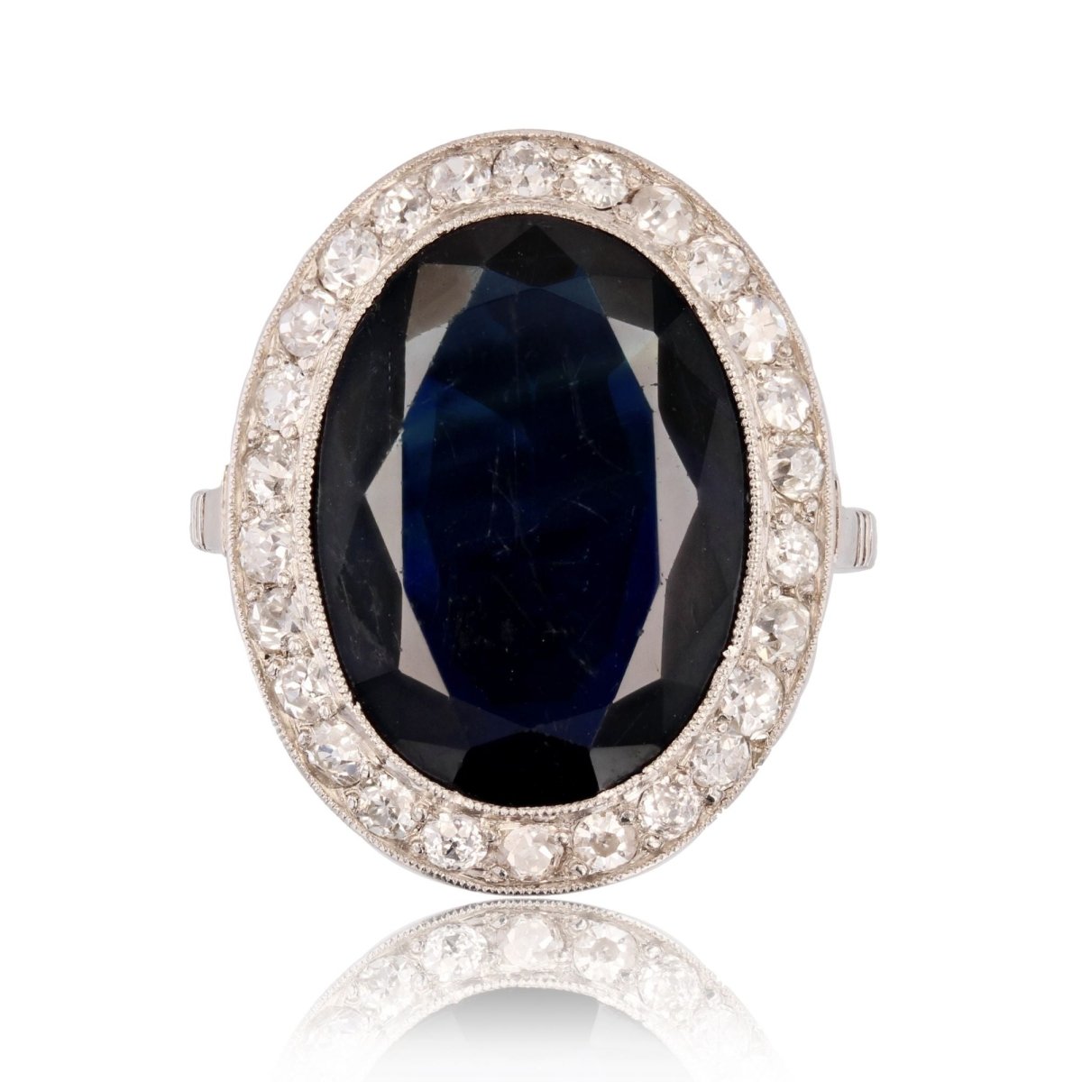Bague ancienne saphir diamants - Castafiore