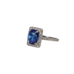 Bague ANCIENNE Saphir naturel en or et platine - Castafiore