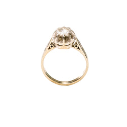 Bague ancienne, solitaire diamant en serti illusion, en or blanc et platine - Castafiore