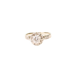 Bague ancienne, solitaire diamant en serti illusion, en or blanc et platine - Castafiore