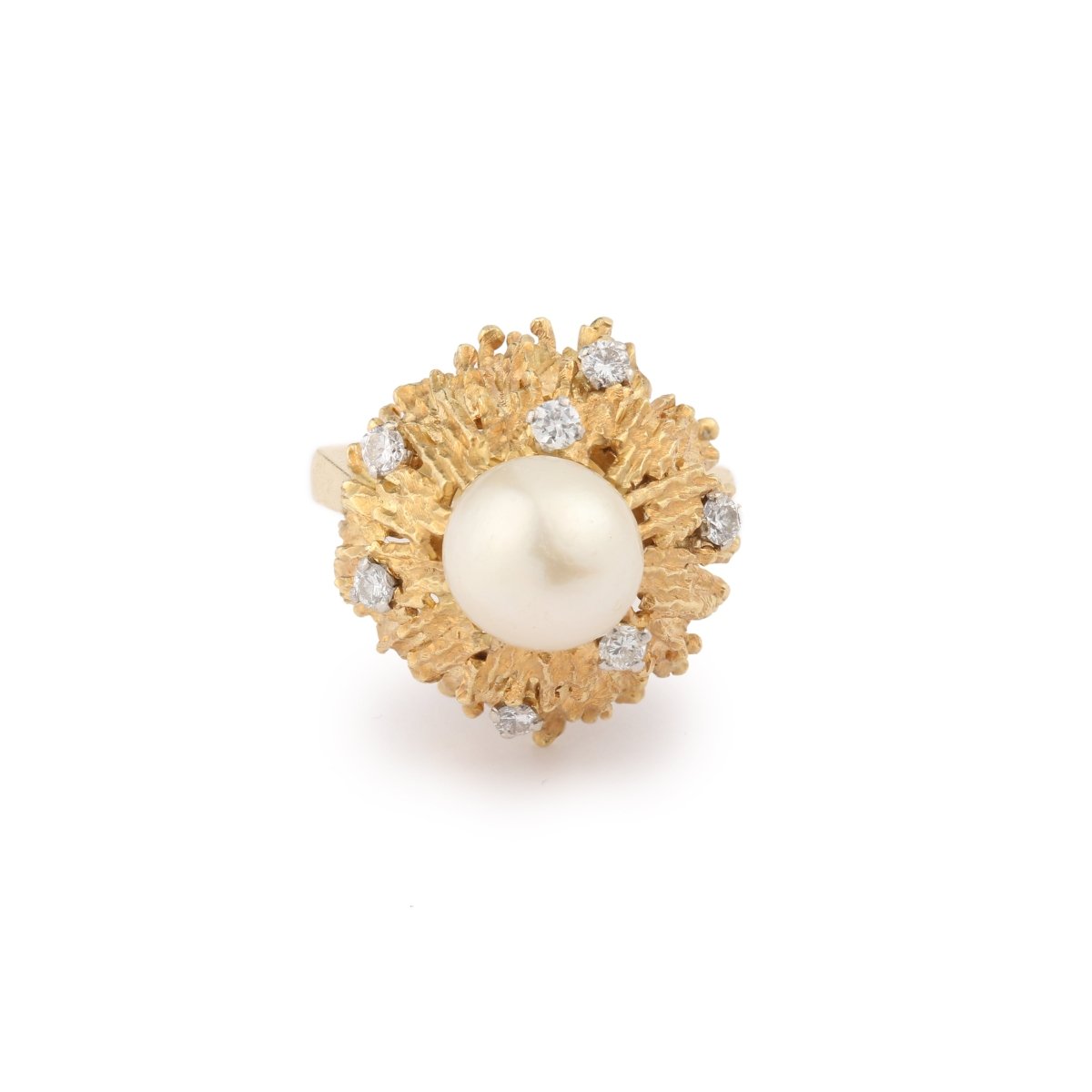 Bague Andrew Grima Perle Diamants Or Jaune 18 Carats - Castafiore
