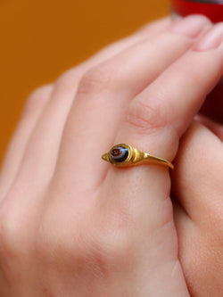 Bague antique intaille romaine sur agate figurant Athena de profil - Castafiore