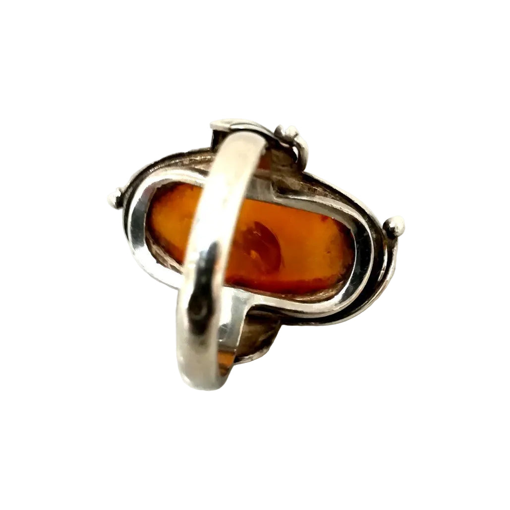 Bague Argent Ambre - Castafiore