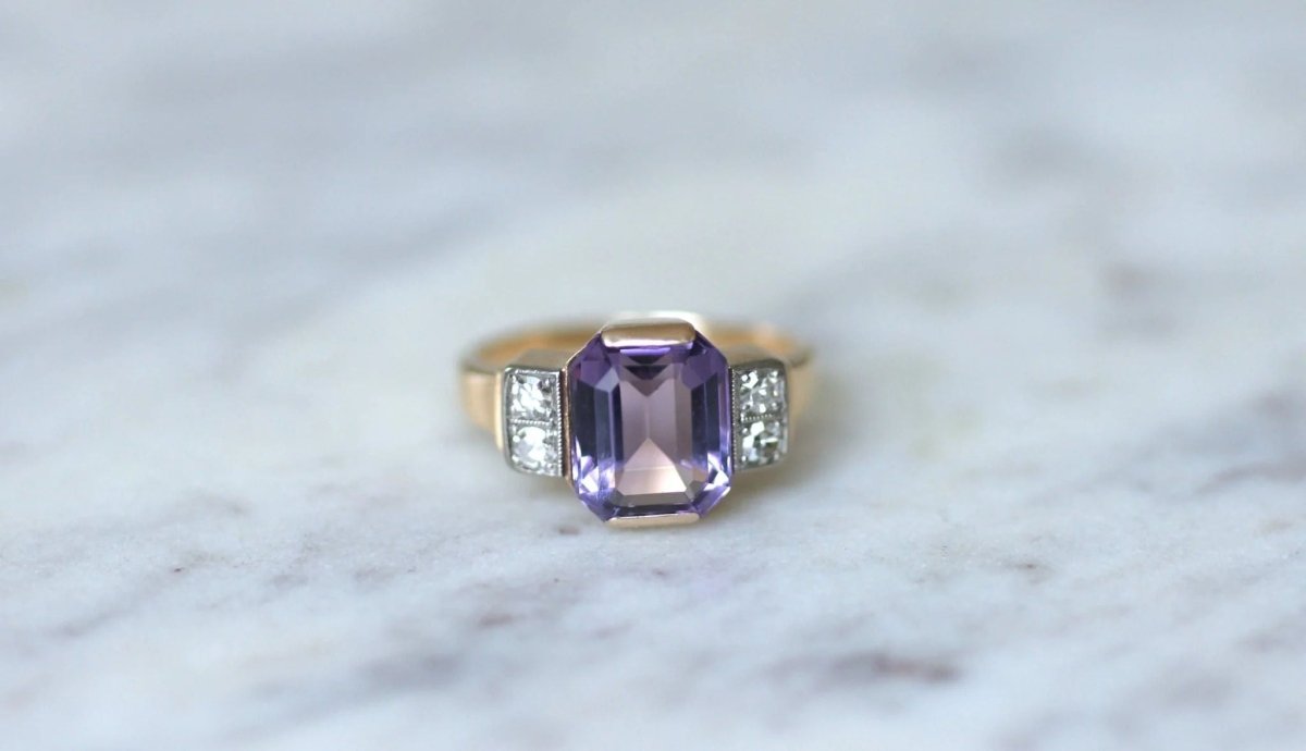 Bague Art Déco améthyste et diamants - Castafiore