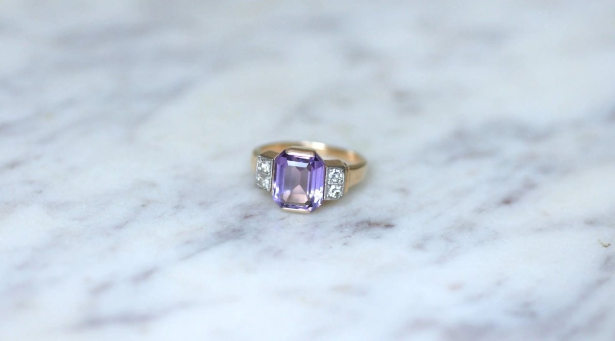 Bague Art Déco améthyste et diamants - Castafiore