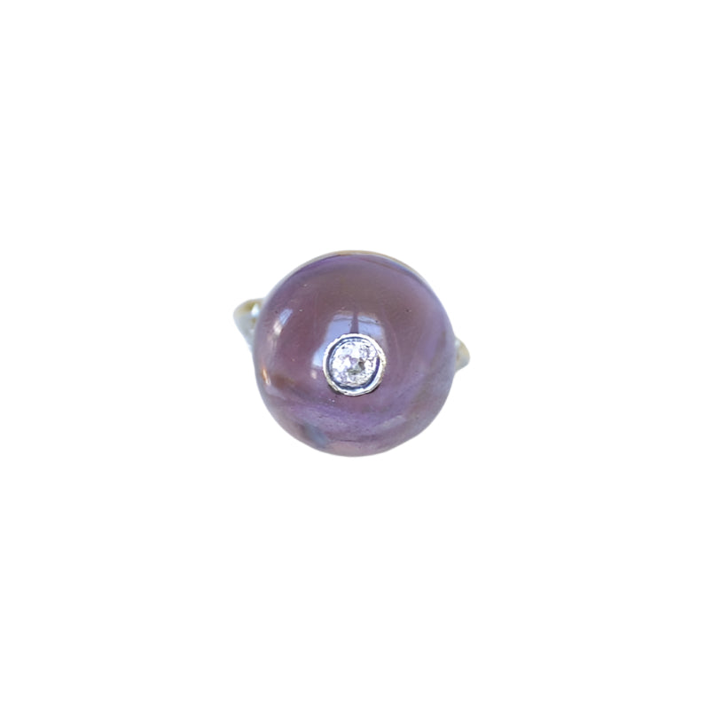 Bague Art Déco Cabochon d'Améthyste et Diamant - Castafiore