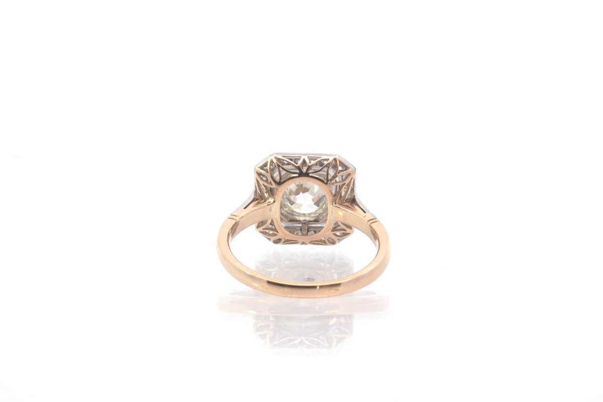 Bague art déco diamants en or jaune 18k et platine - Castafiore