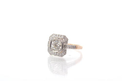 Bague art déco diamants en or jaune 18k et platine - Castafiore