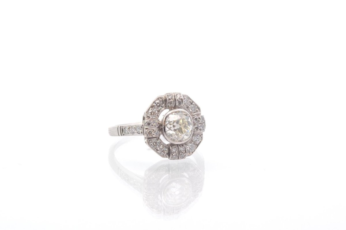 Bague art déco d'occasion diamants en platine - Castafiore