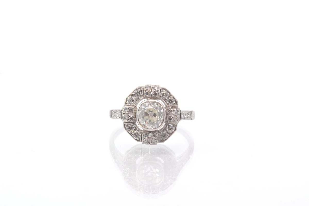 Bague art déco d'occasion diamants en platine - Castafiore