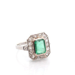 Bague art déco émeraude de 2,22cts et diamants - Castafiore
