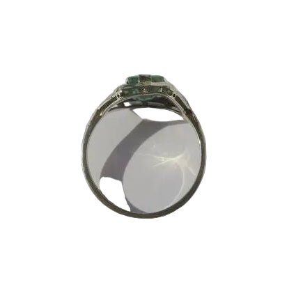 Bague Art Déco en or blanc, émeraude et diamants - Castafiore