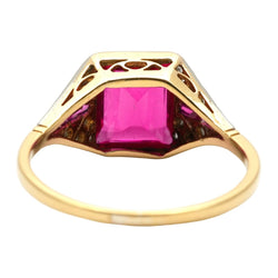 Bague Art Déco en or blanc, or jaune, rubis et diamants - Castafiore