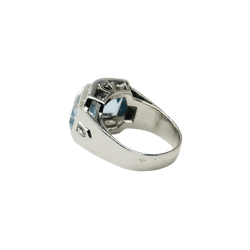 Bague Art Déco en or blanc, platine et aigues - marines - Castafiore