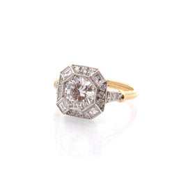 Bague Art Déco en or jaune, platine et diamants - Castafiore