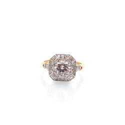 Bague Art Déco en or jaune, platine et diamants - Castafiore
