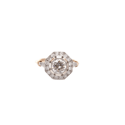 Bague Art Déco en or jaune, platine et diamants - Castafiore