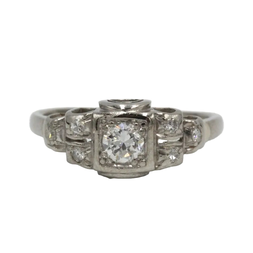 Bague Art Déco en platine et diamants - Castafiore