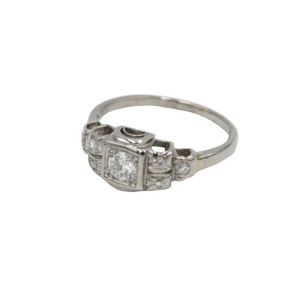 Bague Art Déco en platine et diamants - Castafiore