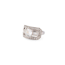 Bague Art Déco en platine et diamants - Castafiore