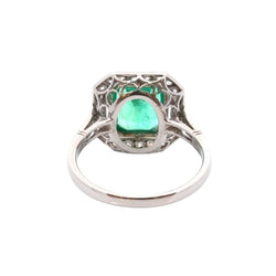 Bague Art déco en platine et émeraude - Castafiore