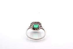 Bague art déco en platine et émeraude - Castafiore