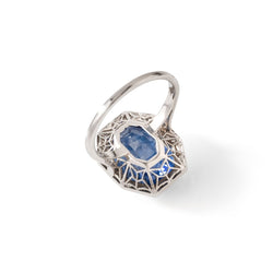 Bague Art déco en platine, saphir et diamants - Castafiore