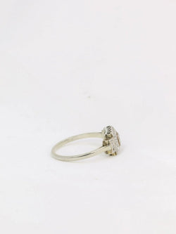 Bague Art Deco gradins or blanc platine diamants 0,15 ct - Castafiore