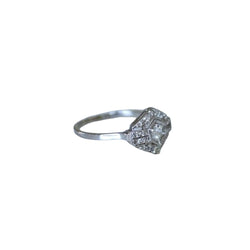 Bague Art Déco Hexagonale Diamants et Platine - Castafiore