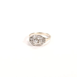 Bague Art Déco octogonale diamants en or et platine - Castafiore